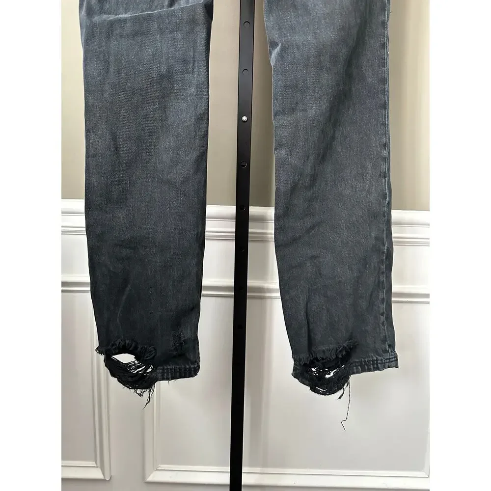 We the Free People CRVY Straight Shooter Distressed Black Jeans Size 27